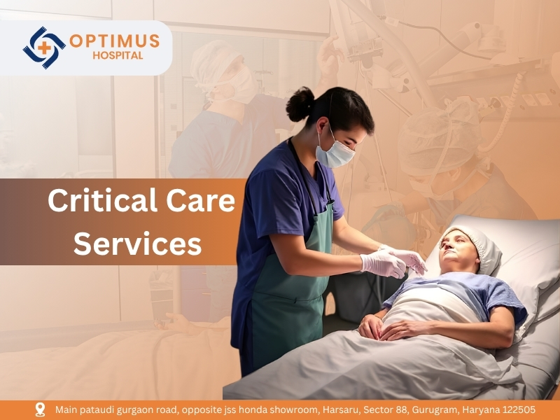 Advanced Critical Care Services at Optimus Super Specialty Hospital, Best Hospital in Gurugram, Haryana – Nurse caring for a patient in ICU room.